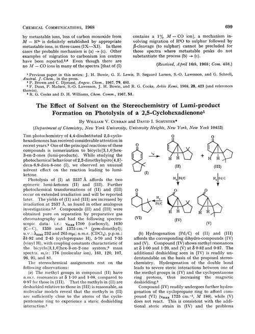 The effect of solvent on the stereochemistry of lumi-product formation on photolysis of a 2,5-cyclohexadienone