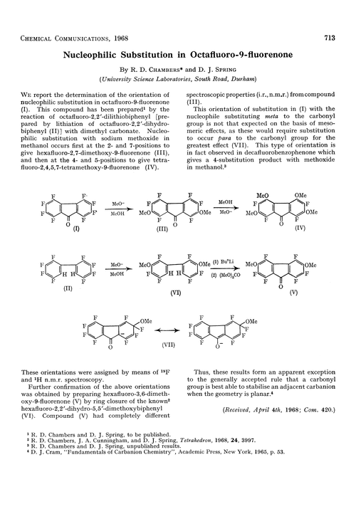 Nucleophilic substitution in octafluoro-9-fluorenone