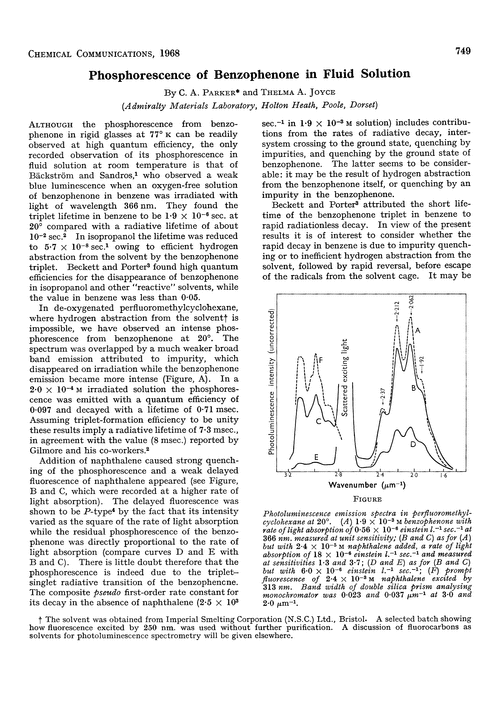 Phosphorescence of benzophenone in fluid solution
