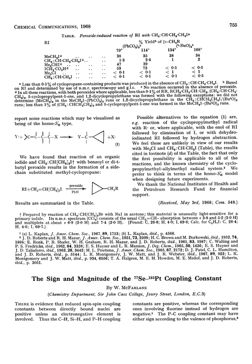 The sign and magnitude of the 77Se195Pt coupling constant Chemical