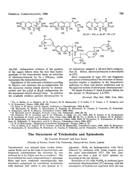 The structures of trichododin and epinodosin