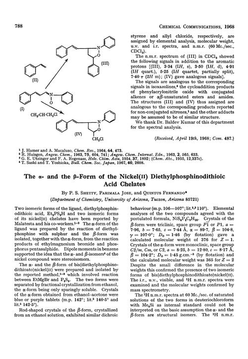 The α- and the β-form of the nickel(II) diethylphosphinodithioic acid chelates