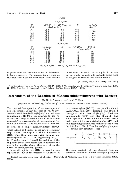 Mechanism of the reaction of methanesulphonylnitrene with benzene