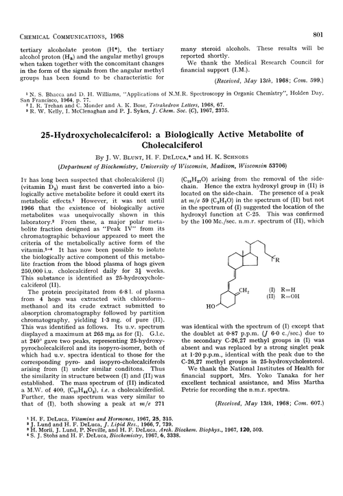 25-Hydroxycholecalciferol: a biologically active metabolite of cholecalciferol