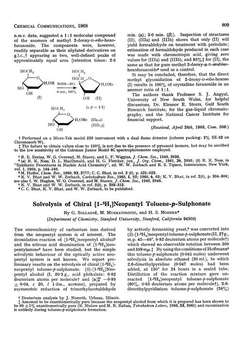 Solvolysis of chiral [1-2H1]neopentyl toluene-p-sulphonate
