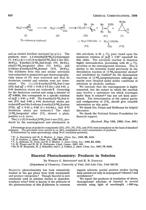 Biacetal photochemistry: products in solution