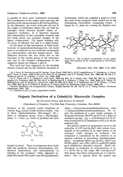 Organic derivatives of a cobalt(III) macrocylic complex