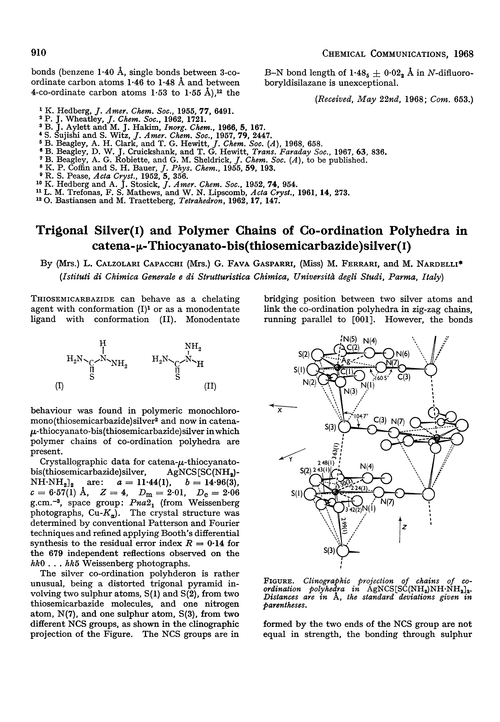 Trigonal silver(I) and polymer chains of co-ordination polyhedra in catena-µ-thiocyanato-bis(thiosemicarbazide)silver(I)