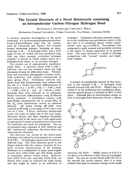 The crystal structure of a novel heterocycle containing an intramolecular carbon–nitrogen hydrogen bond