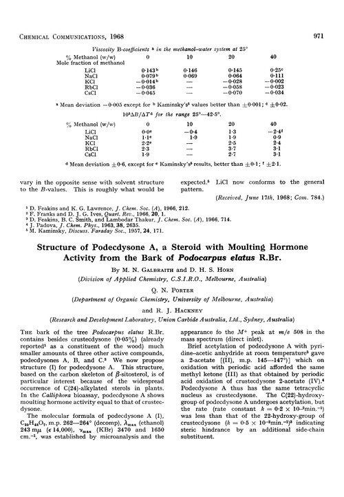 Structure of podecdysone A, a steroid with moulting hormone activity from the bark of Podocarpus elatus R.Br.