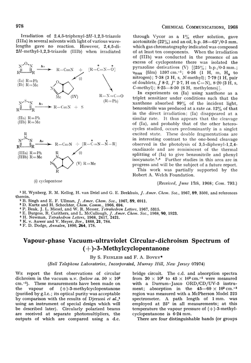 Vapour-phase vacuum-ultraviolet circular-dichroism spectrum of (+)-3-methylcyclopentanone