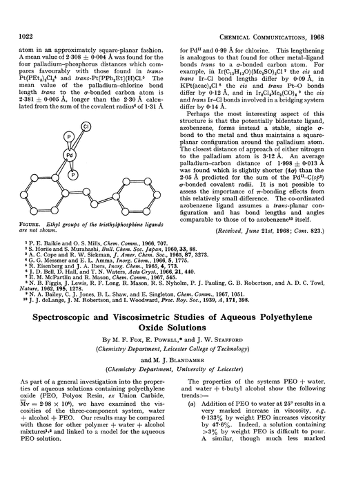 Spectroscopic and viscosimetric studies of aqueous polyethylene oxide solutions