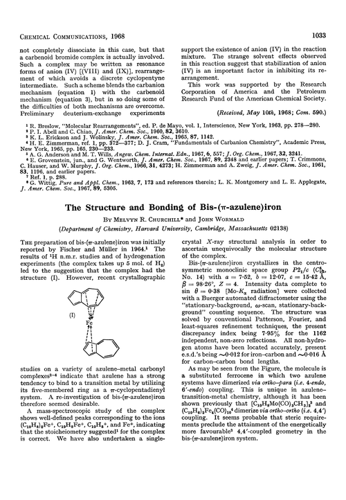 The structure and bonding of bis-(π-azulene)iron