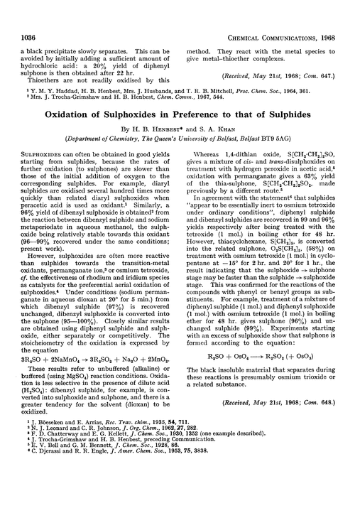 Oxidation of sulphoxides in preference to that of sulphides