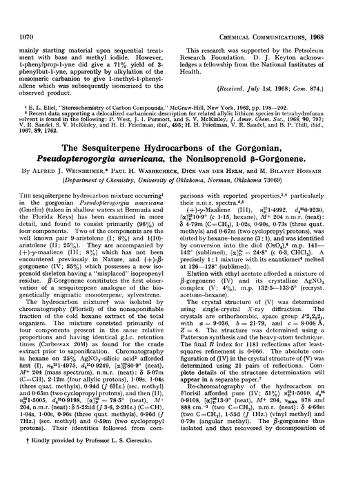 The sesquiterpene hydrocarbons of the gorgonian, Pseudopterogorgia americana, the nonisoprenoid β-gorgonene.