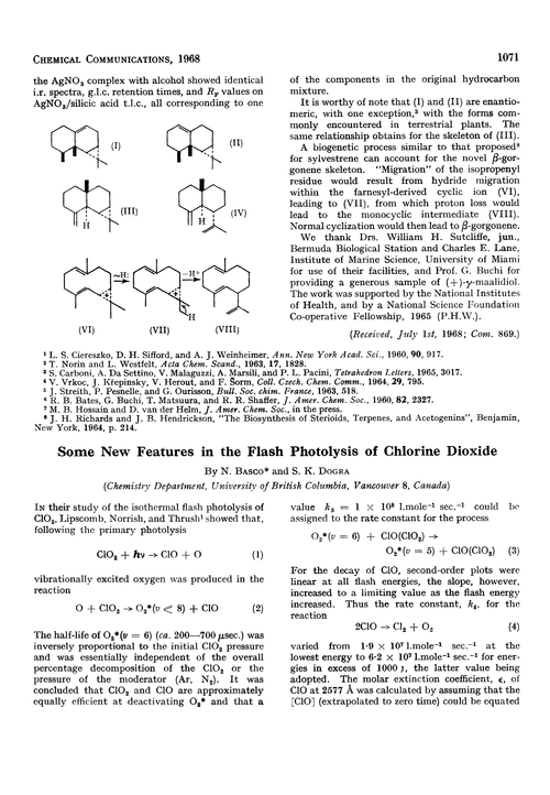Some new features in the flash photolysis of chlorine dioxide