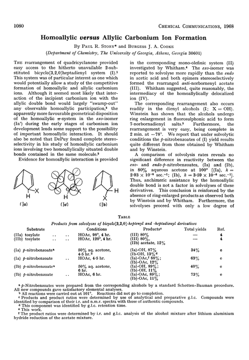 Homoallylic versus allylic carbonium ion formation
