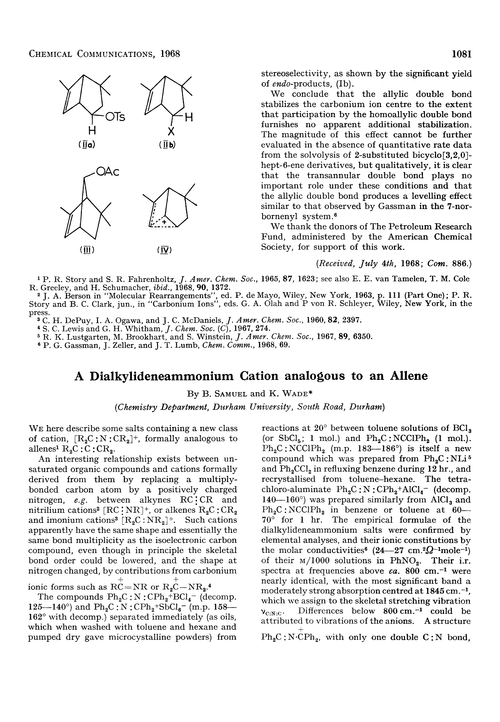 A dialkylideneammonium cation analogous to an allene