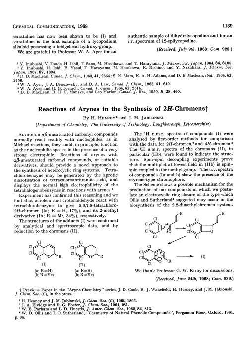 Reactions of arynes in the synthesis of 2H-chromens