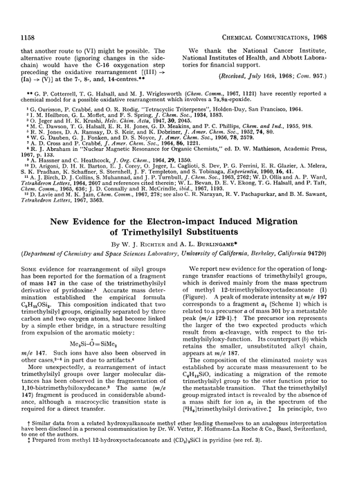 New evidence for the electron-impact induced migration of trimethylsilyl substituents