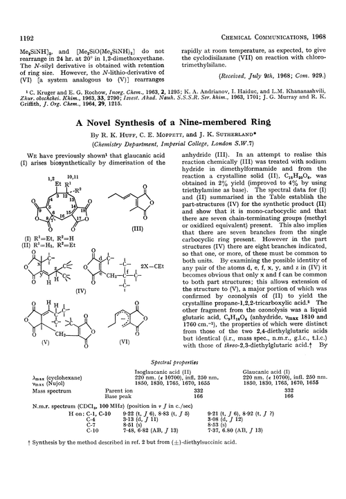 A novel synthesis of a nine-membered ring