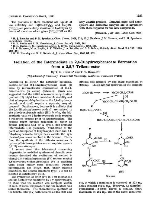 Isolation of the intermediate in 2,4-dihydroxybenzoate formation from a 3,5,7-triketo-ester