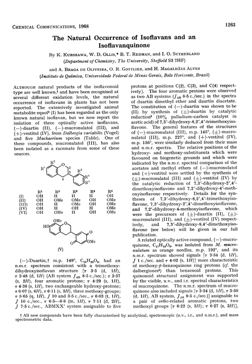 The natural occurrence of isoflavans and an isoflavanquinone
