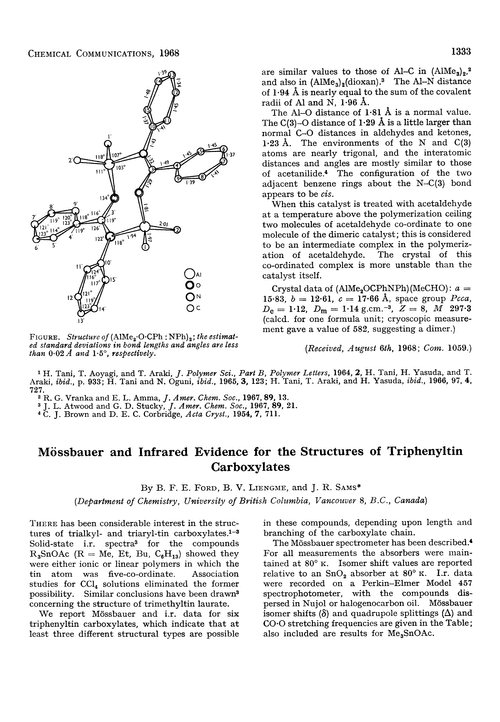 Mossbauer And Infrared Evidence For The Structures Of Triphenyltin Carboxylates Chemical Communications London Rsc Publishing