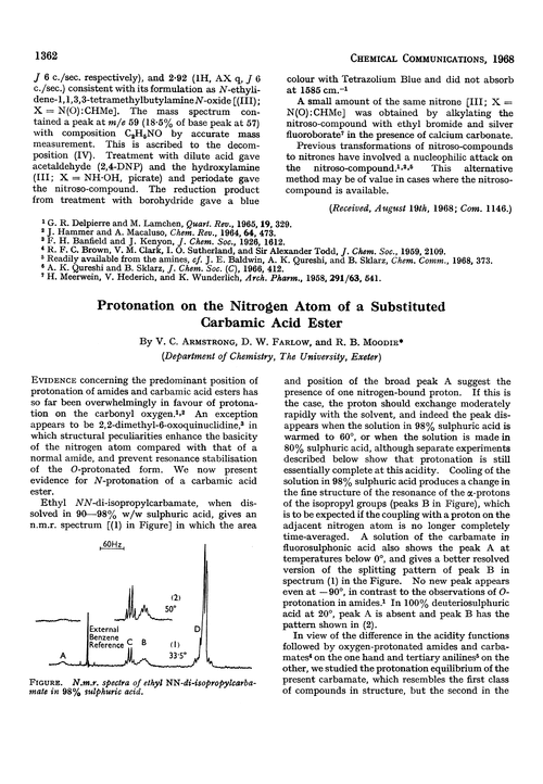 Protonation on the nitrogen atom of a substituted carbamic acid ester