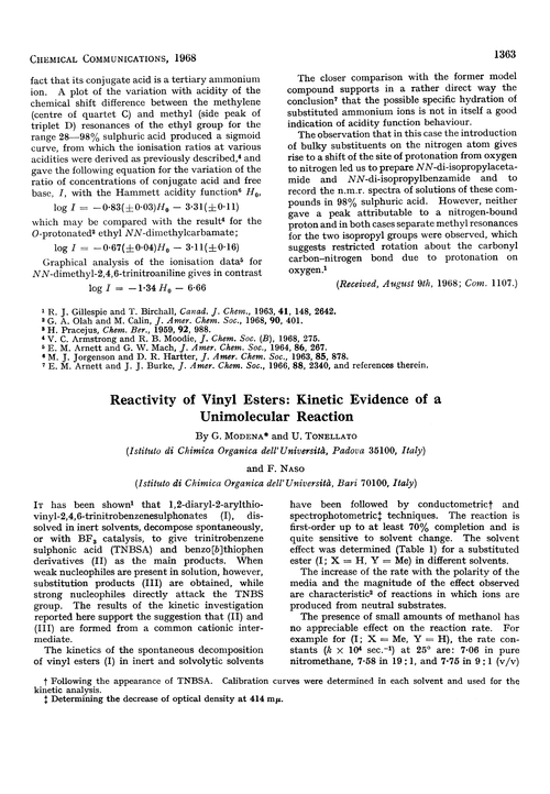 Reactivity of vinyl esters: kinetic evidence of a unimolecular reaction