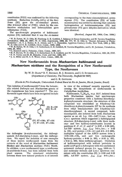 New neoflavanoids from Machaerium kuhlmannii and Machaerium nictitans and the recognition of a new neoflavanoid type, the neoflavenes