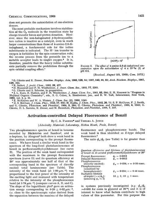 Activation-controlled delayed fluorescence of benzil