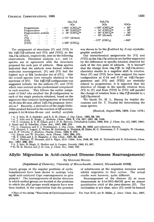 Allylic migrations in acid-catalyzed dienone–dienone rearrangements