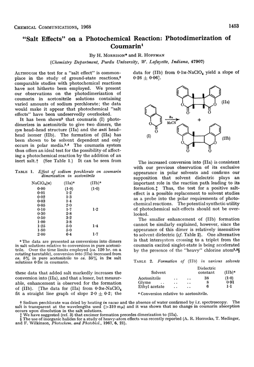 “Salt effects” on a photochemical reaction: photodimerization of coumarin