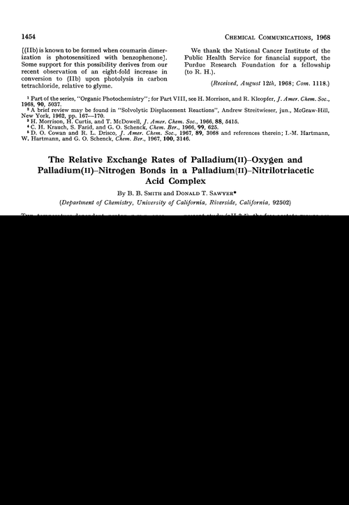 The relative exchange rates of palladium(II)–oxygen and palladium(II)–nitrogen bonds in a palladium(II)–nitrilotriacetic acid complex