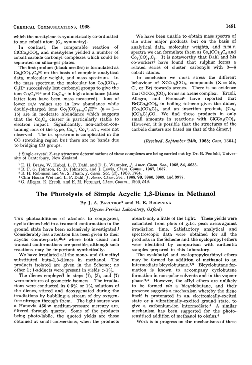 The photolysis of simple acyclic 1,3-dienes in methanol