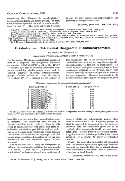 Octahedral and tetrahedral diorganotin bisdithiocarbamates