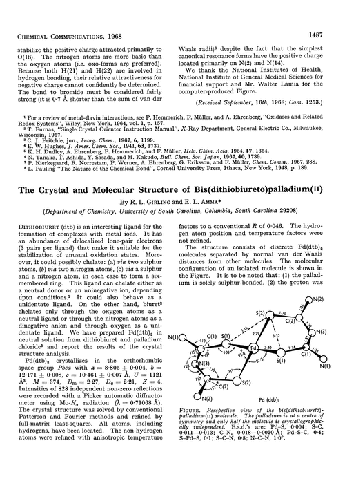 The crystal and molecular structure of bis(dithiobiureto)palladium(II)