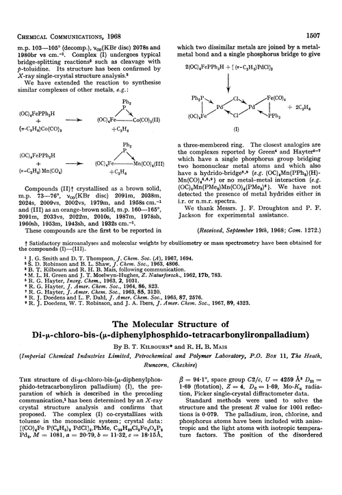 The molecular structure of di-µ-chloro-bis-(µ-diphenylphosphido-tetracarbonylironpalladium)