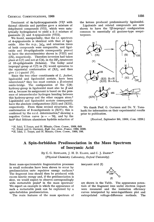 A spin-forbidden predissociation in the mass spectrum of isocyanic acid