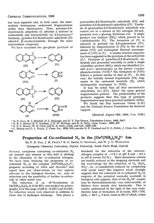 Properties of co-ordinated N2 in the [Os(NH3)5N2]2+ ion
