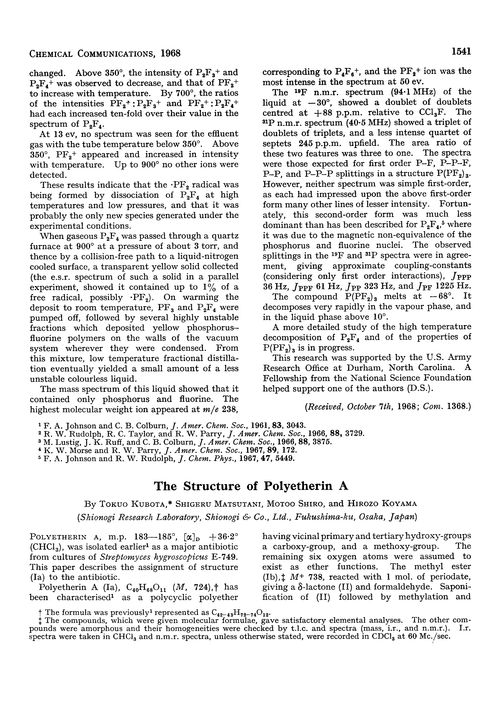 The structure of polyetherin A
