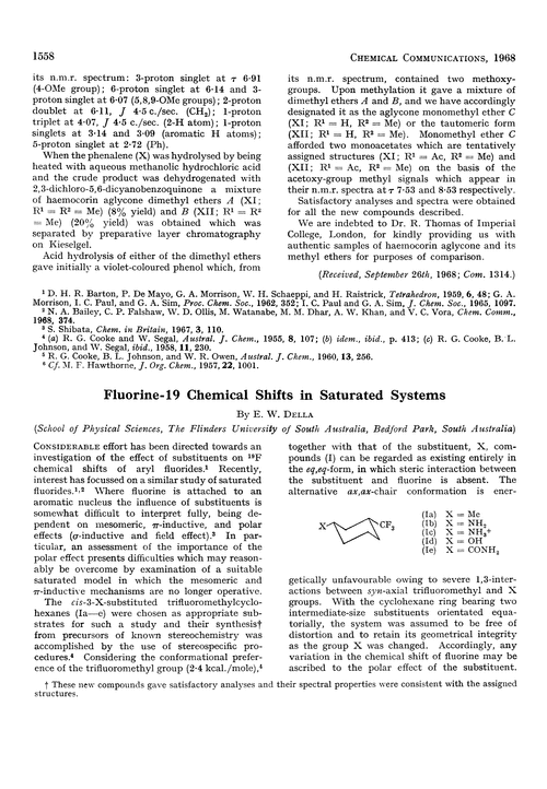 Fluorine-19 chemical shifts in saturated systems