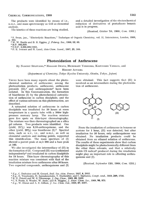 Photoxidation of anthracene