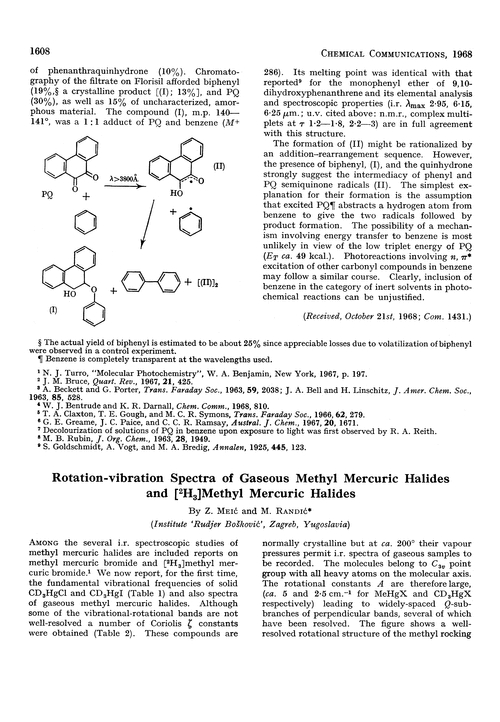 Rotation-vibration spectra of gaseous methyl mercuric halides and [2H3]methyl mercuric halides