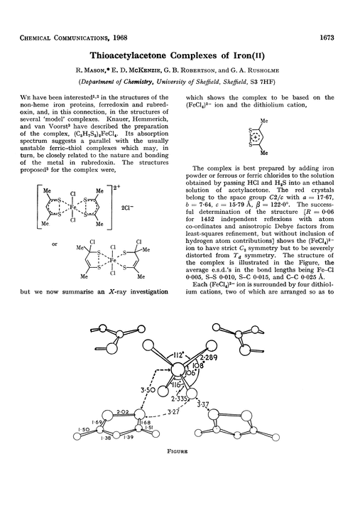 Thioacetylacetone complexes of iron(II)