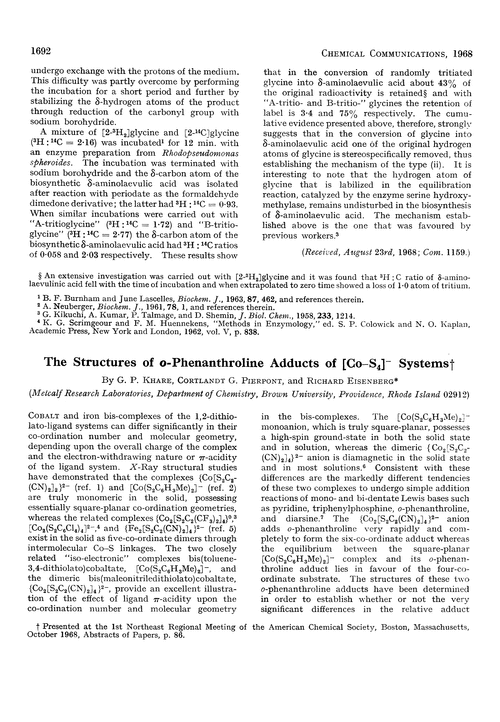 The structure of o-phenanthroline adducts of [CO–S4]– systems