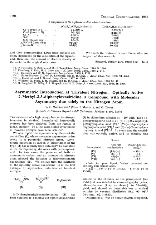 Asymmetric introduction at trivalent nitrogen. Optically active 2-methyl-3,3-diphenyloxaziridine, a compound with molecular asymmetry due solely to the nitrogen atom