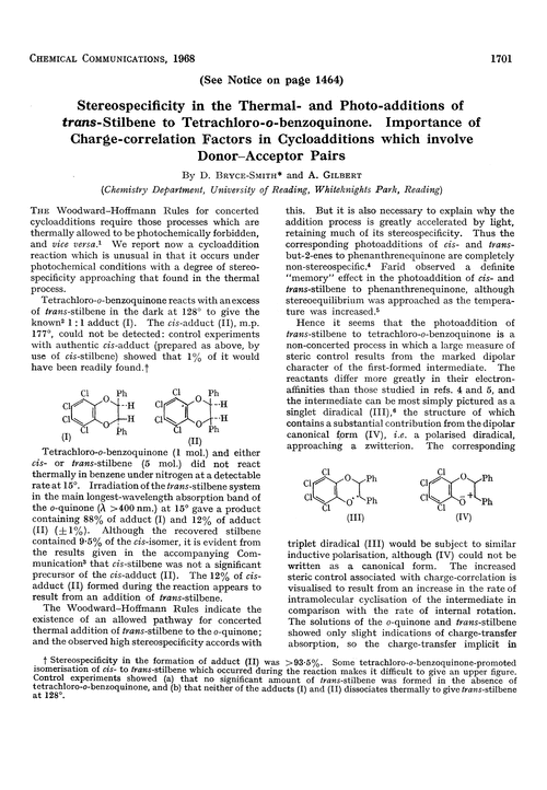 Stereospecificity in the thermal- and photo-additions of trans-stilbene to tetrachloro-o-benzoquinone. Importance of charge-correlation factors in cycloadditions which involve donor–acceptor pairs