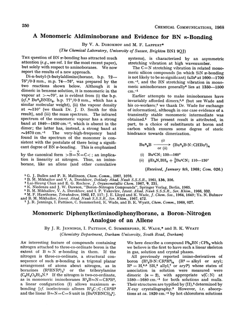 A monomeric aldiminoborane and evidence for BN π-bonding